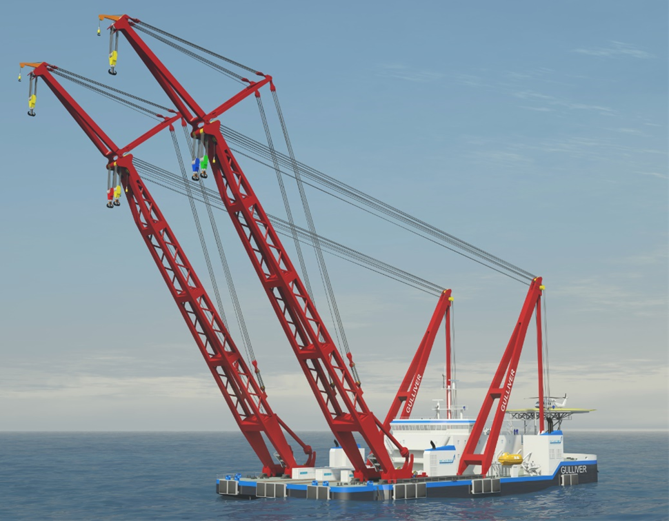 Super crane event. Heavy-Lift dp2 Vessel. Heavy Lift Vessel offshore.