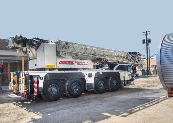 Central’s Terex AC 100/4L crane used inside a Chicago Brewery to set tanks