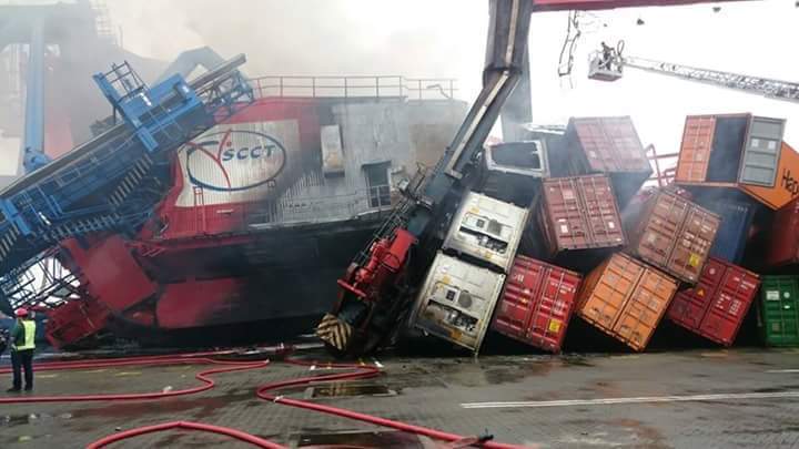 Update On The Major Damage Caused After A Containership Ship Crashes Into Gantry Crane At The