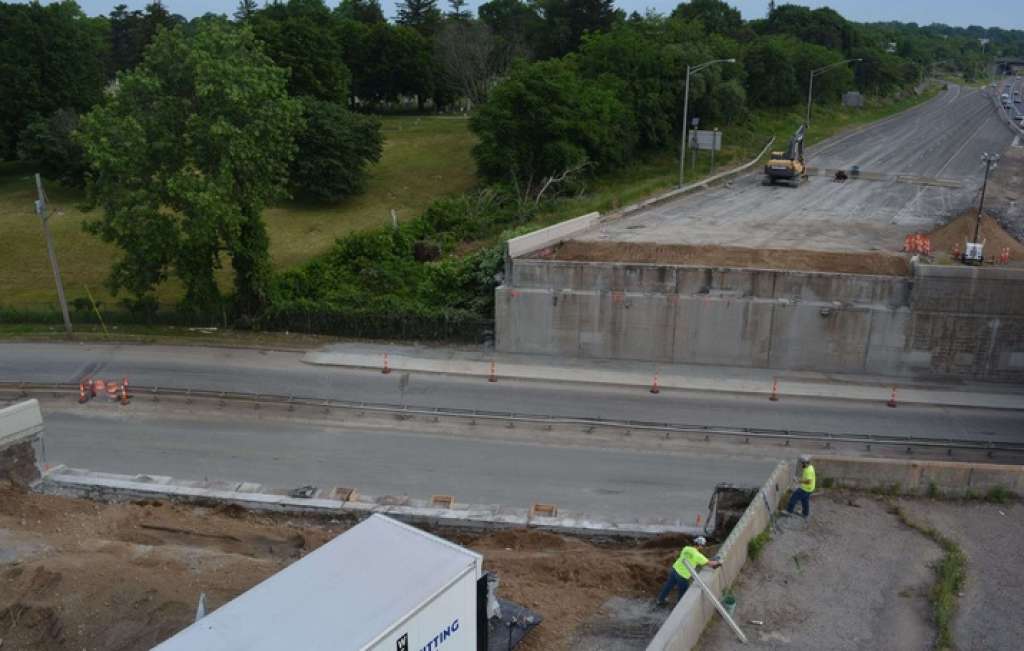 The area where the Capitol Avenue Bridge stood on Route 8/25 in Bridgeport is now empty. On Thursday, June 16, 2016 two bridges will be hauled to highway and put into place over Capitol Avenue and Lindley Street.