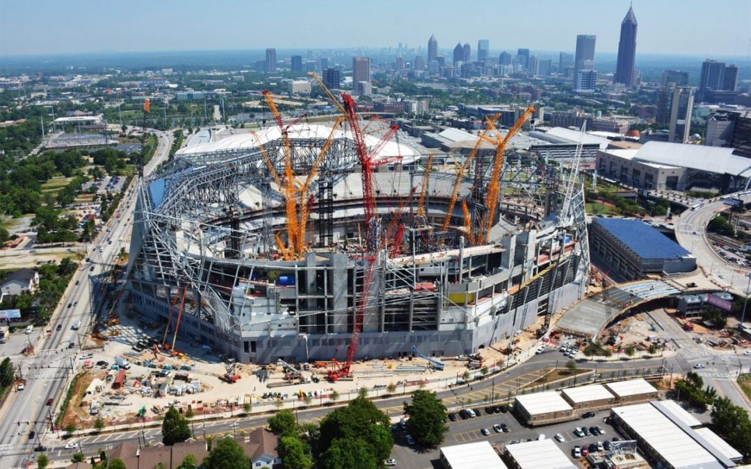 The latest Mercedes Benz stadium construction time lapse video