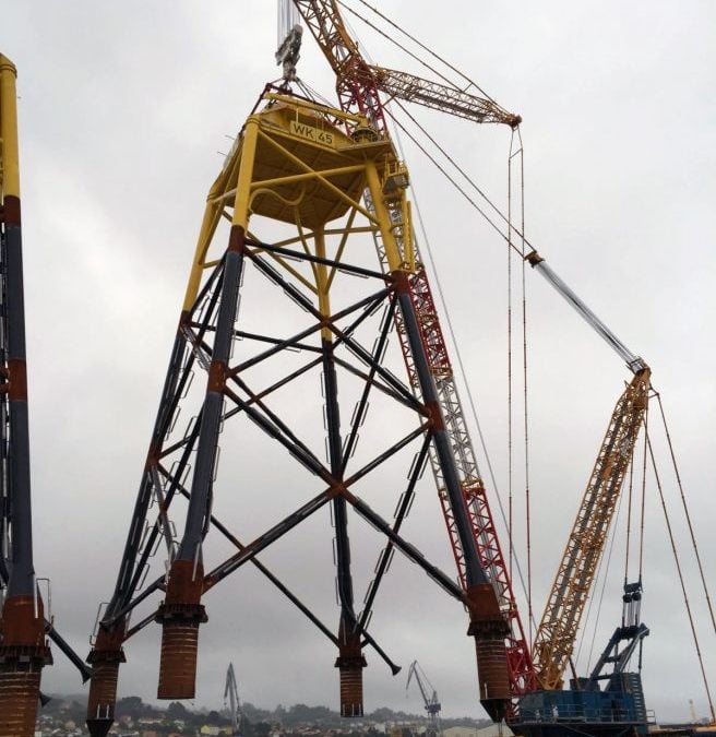 ALE Heavy Lift performed the first 625-ton jacket load-out for the Wikinger Offshore Wind Project in Spain