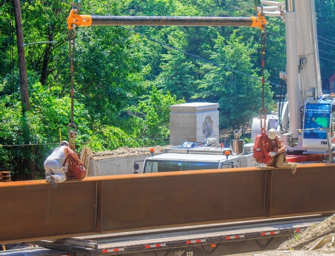 Bridge work helped by Link-Belt ATC-3200 crane, from Moore’s Crane Rental in New Hampshire