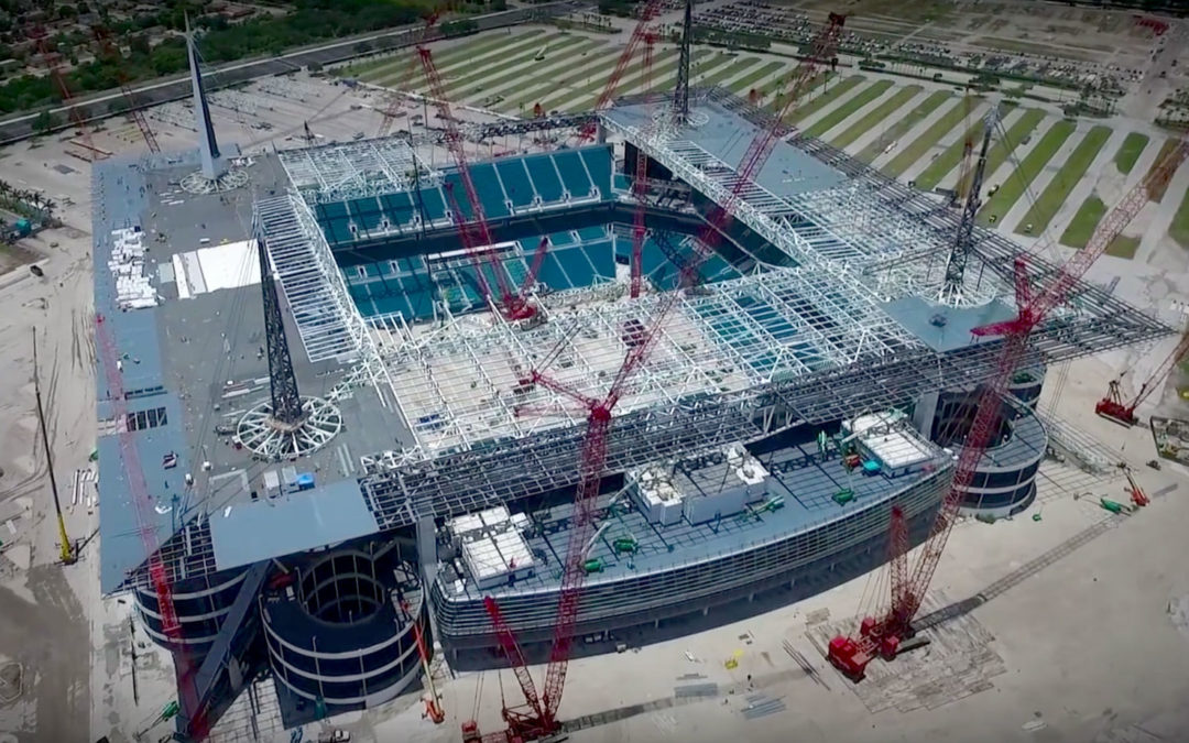 Quickie timelapse video of Maxim Cranes Works crawler cranes on the $400M SunLife stadium upgrade