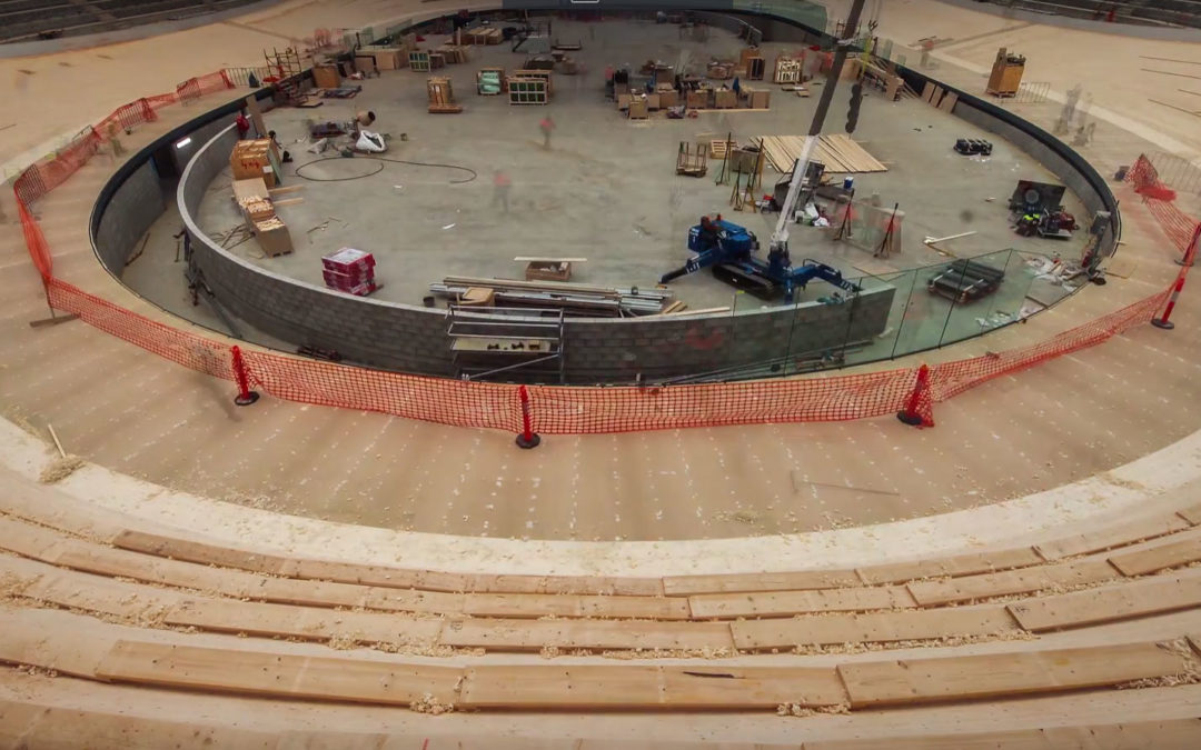 Mini Crane in Action in this well done time lapse construction VIDEO of a Velodrome cycling track