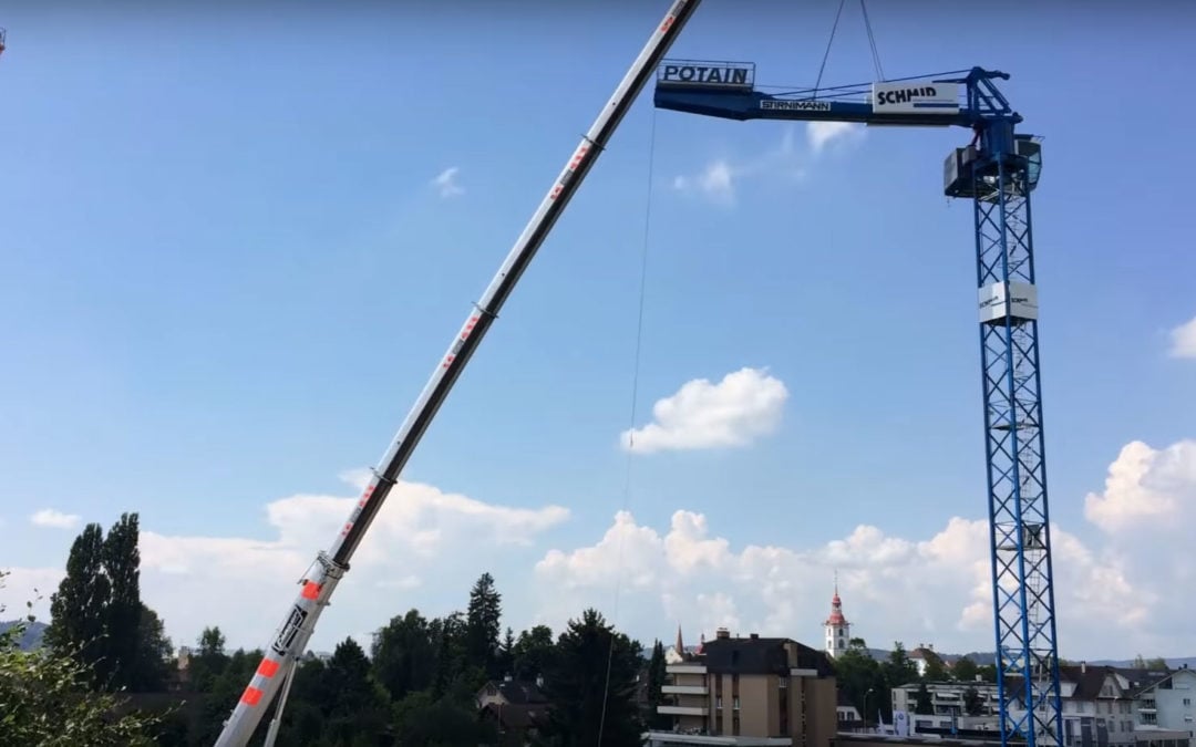 Quckie Video of Franger Kran erecting a Stirnimann Potain Tower crane in Switzerland