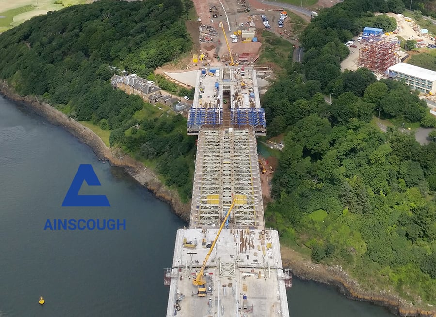 Ainscough Crane Hire is providing between 4-6 cranes daily for Queensferry  Crossing in Scotland