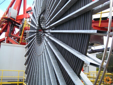Cavotec Builds 9.2m (30 ft.) drum Crane Cable weighing 11-tons for ZPMC