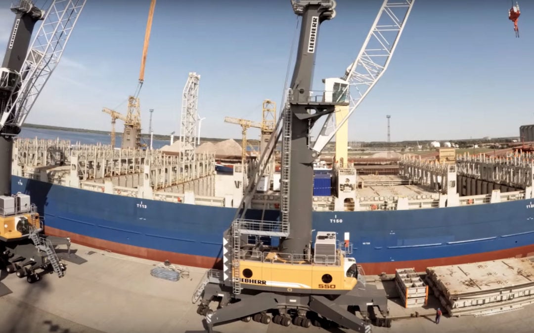 TimeLapse video of Liebherr Maritime Cranes – Ship Crane Retrofits