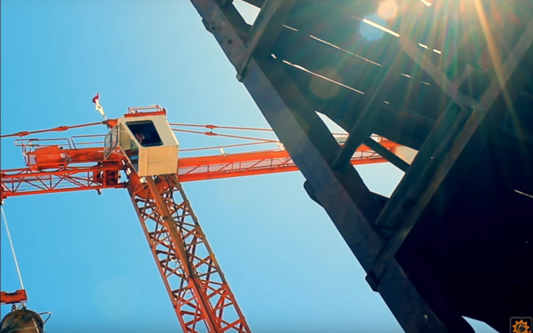 Beautifully shot tower crane in motion video