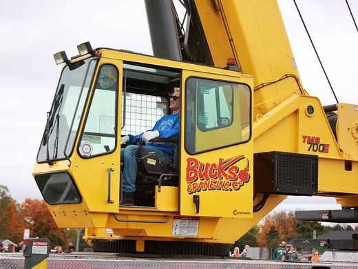 Bucks Crane Inc smashes giant Pumkin with a Grove TMS700E telescopic truck crane