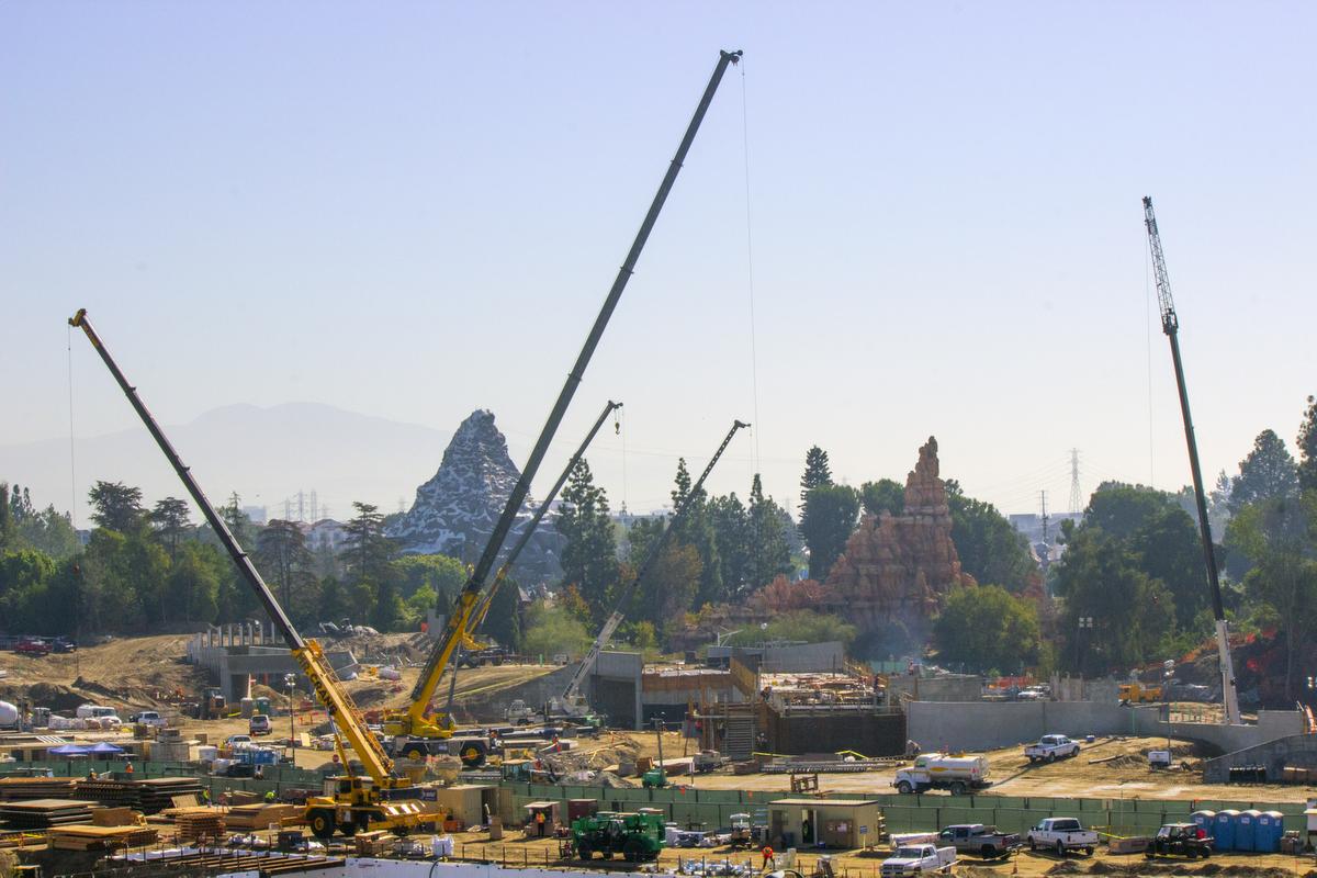 Cranes tower over all of the "Star Wars" land construction activities at Disneyland. It was hard to tell if members of the Rebellion or the Empire were operating all the cranes. in Anaheim on Wednesday, October 19, 2016. (Photo by Mark Eades, Orange County Register/SCNG)