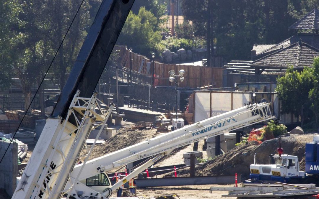 Star Wars land is currently filled with lots of cranes at Disney Park in California