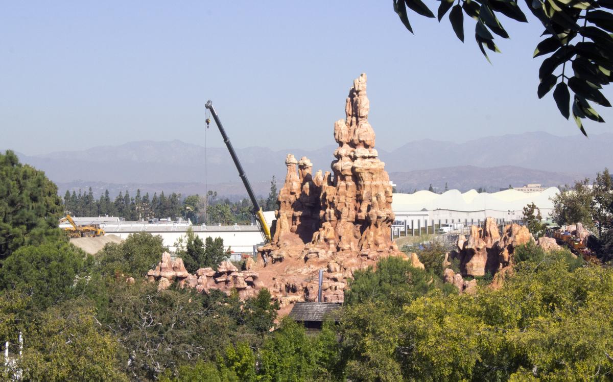 A crane working on the construction of "Star Wars" land towers over Big Thunder Mountain at Disneyland. In Anaheim on Wednesday, October 19, 2016. (Photo by Mark Eades, Orange County Register/SCNG)