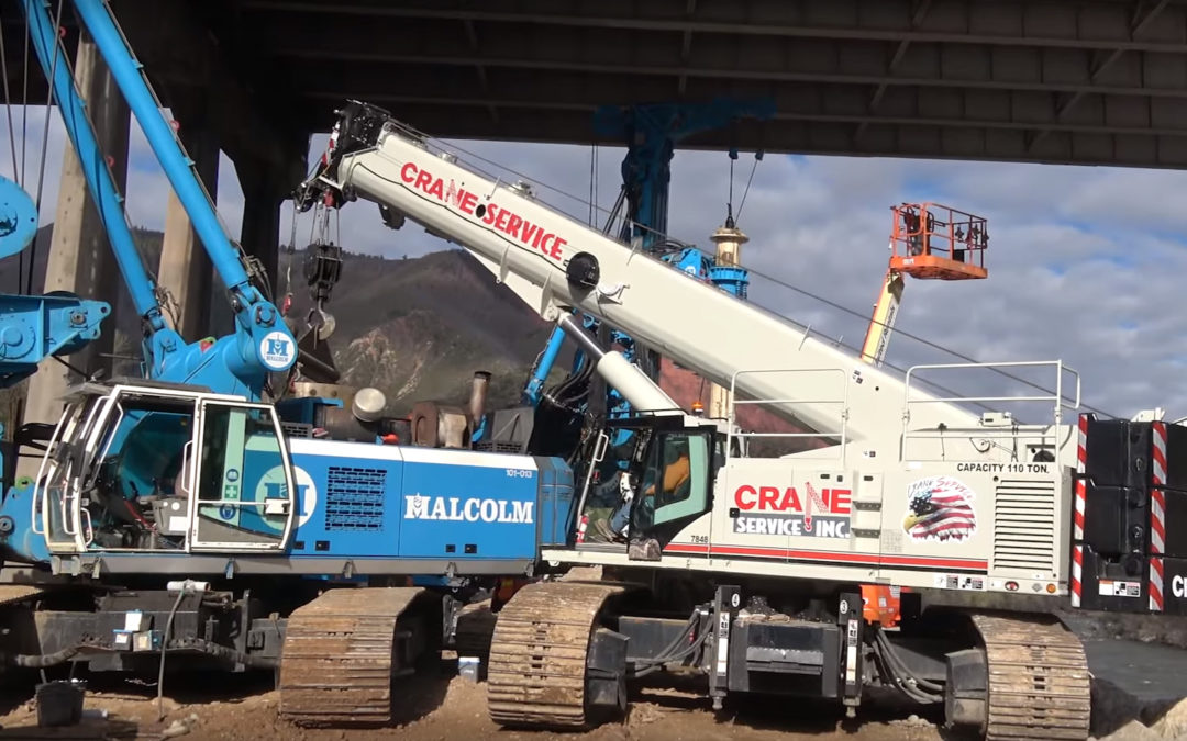 Official video of a Link-Belt TCC-1100 tele crawler operating under tight bridge clearances