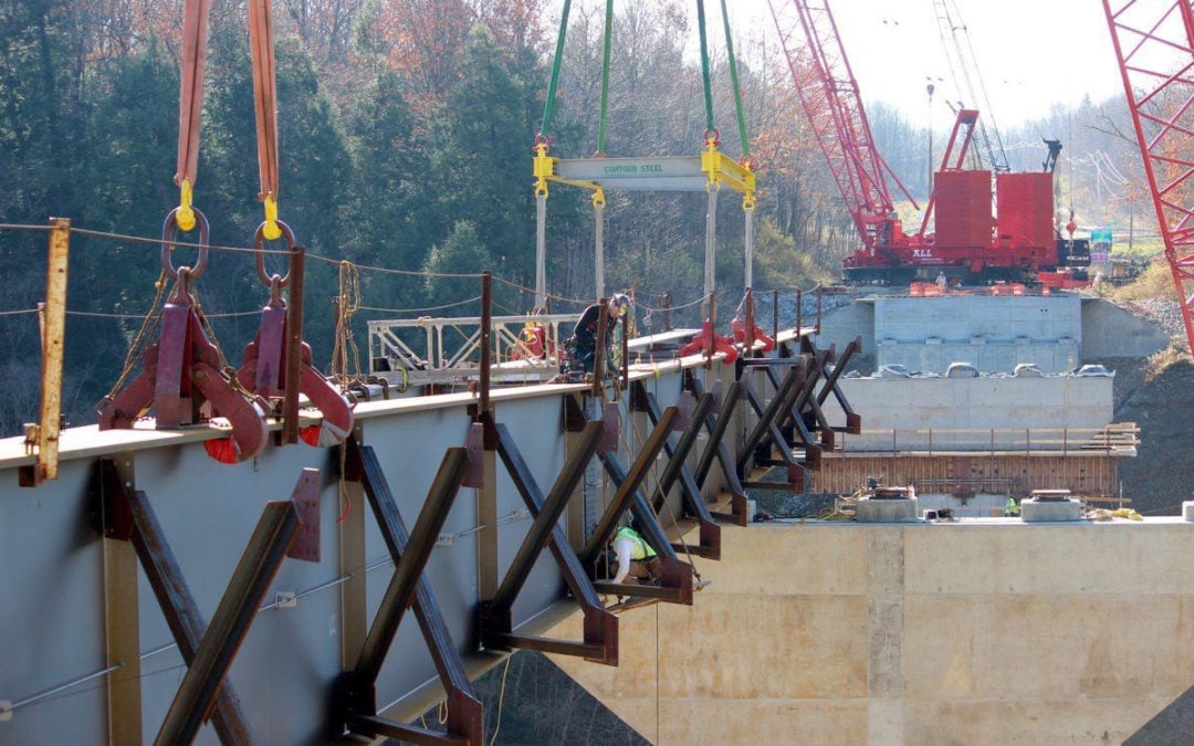 All Crane sets 1st steel beam for $16.9 M bridge project in NY