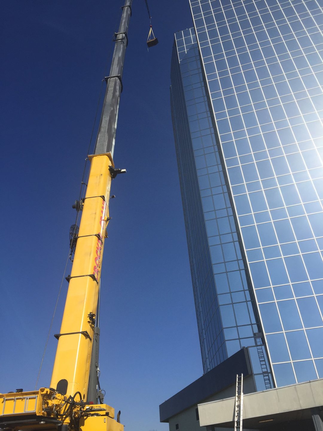 Crocker Crane's Grove GMK6300L spotted working for Zenith Roofing