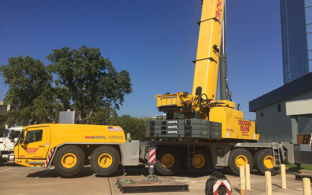 Crocker Crane’s Grove GMK6300L spotted working for Zenith Roofing Services in Dallas
