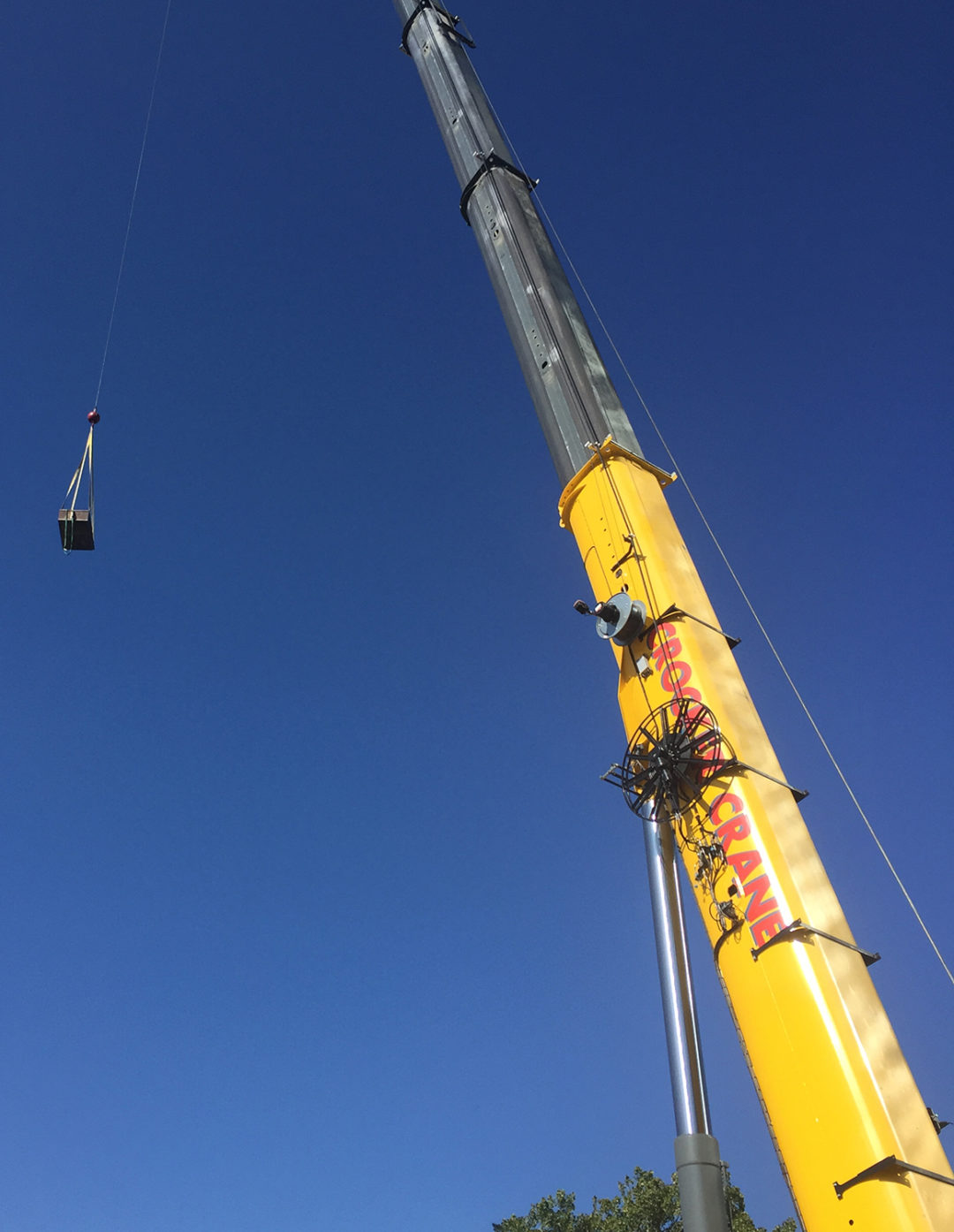 Crocker Crane's Grove GMK6300L spotted working for Zenith Roofing