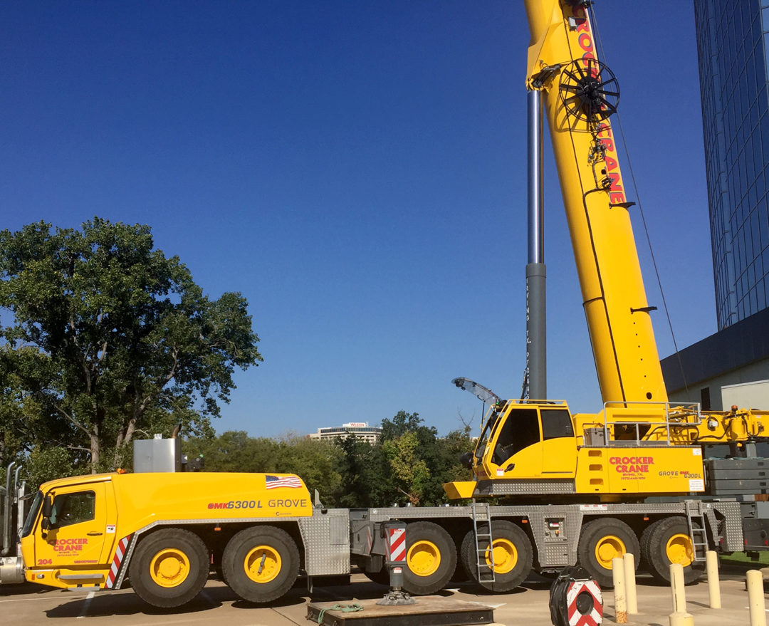 Crocker Crane's Grove GMK6300L spotted working for Zenith Roofing