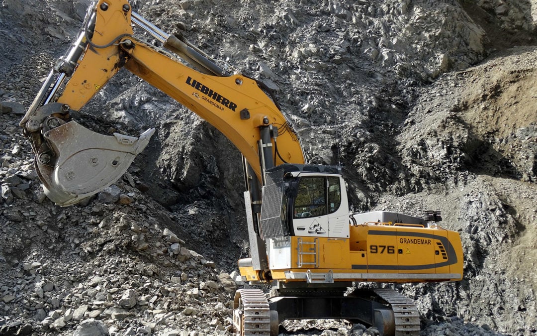 Two Liebherr R 976 crawler excavators in S.C. Grandemar’s quarries in Romania
