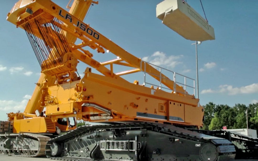 Official Liebherr LR 1500 crawler crane set up and configuration video