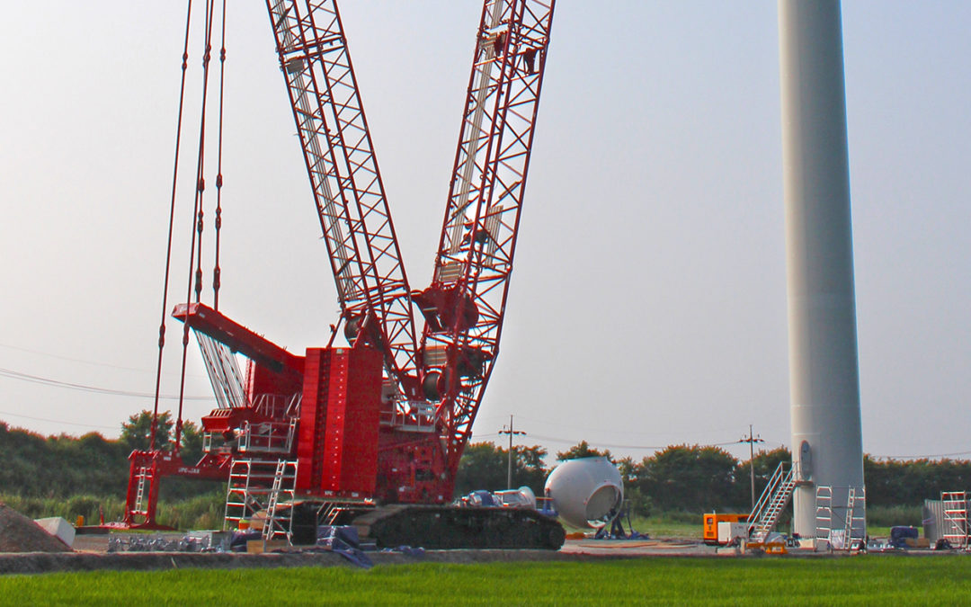 S Korea’s Shinui Petra utilizes a Manitowoc MLC650 crawler crane for Wind Project