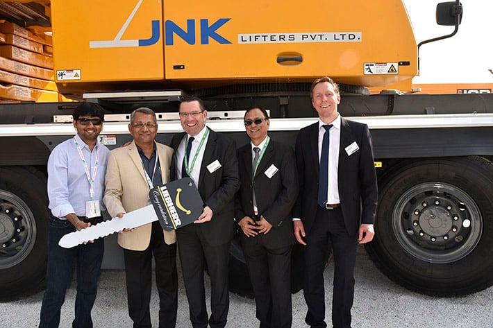 JNK Lifters takes delivery of Liebherr LTM 1250-5.1 mobile crane at the Bauma Conexpo India