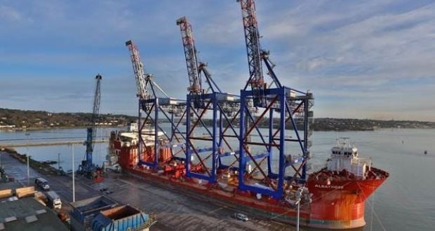 Three 900-ton Liebherr Ship to Shore Cranes leaving Cork, Ireland for Puerto Rico