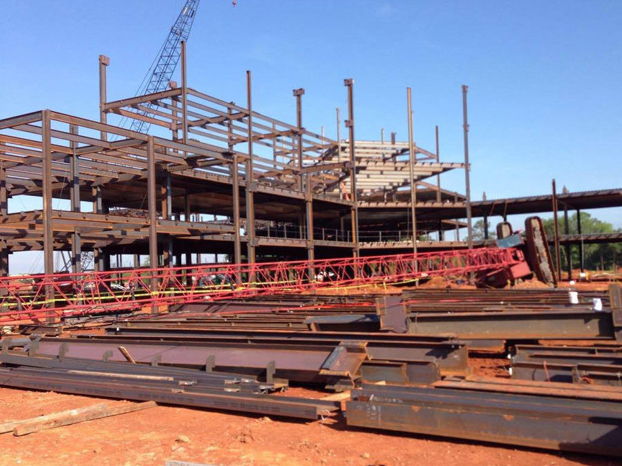 Lattice Boom Crawler Crane overturns on Contruction site in Florence Alabama