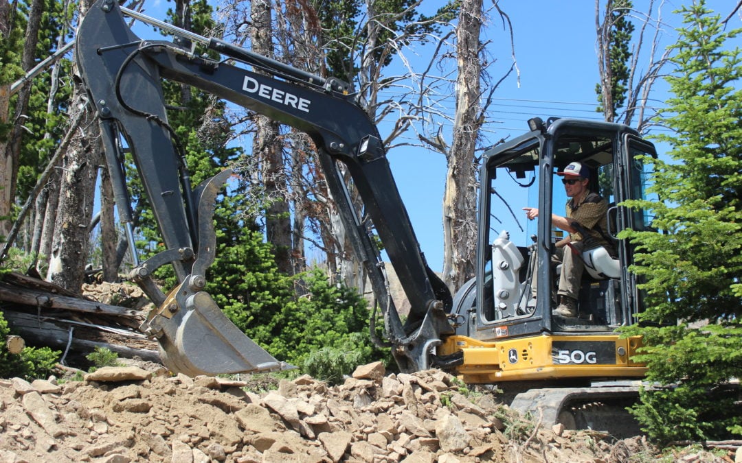 Terraflow Trails uses a John Deere 50G Compact Excavator to shape biking trails for Big Sky Resort in Montana.