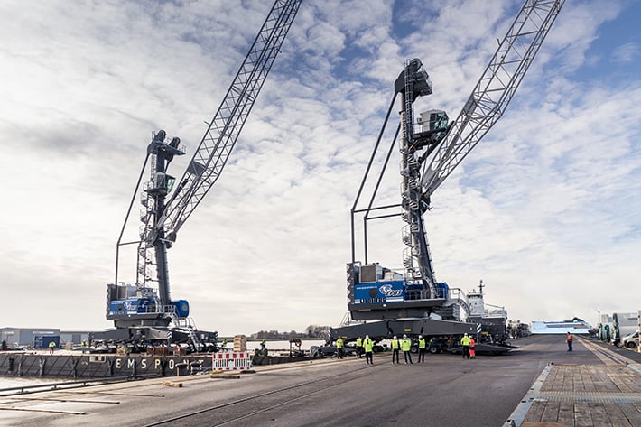 High performance twin Liebherr LHM 420 port cranes improve logistics at Emden’s Nordkai terminal