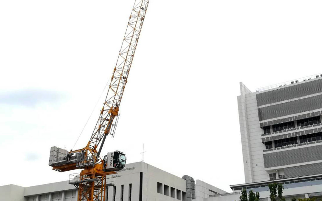 Potain MCH 125 luffing jib tower crane on mixed-use development project in Thailand