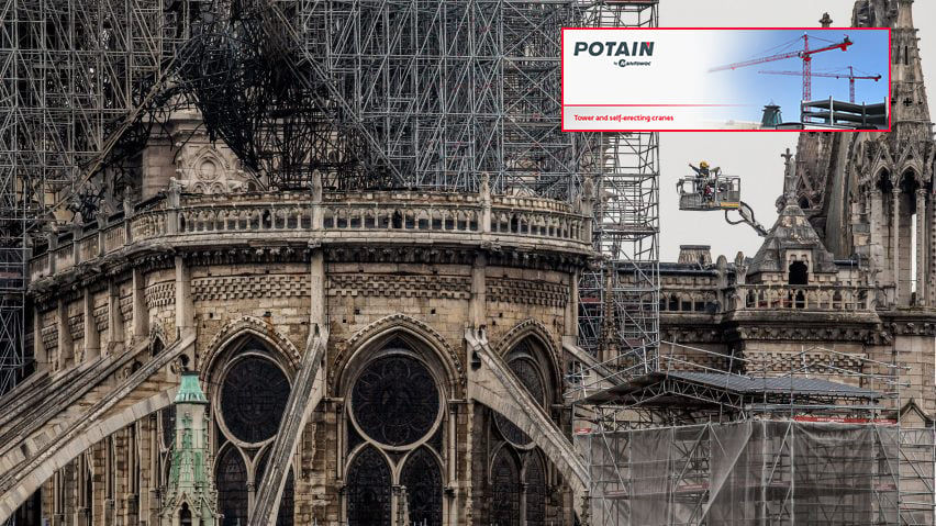 The Manitowoc Group Pledges the use of Potain Tower Cranes to assist in reconstruction of the  Notre-Dame Cathedral in Paris