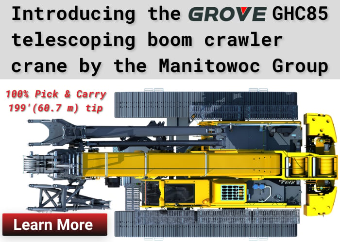 Grove introduces the mid-sized GHC85 Telescopic Boom Crawler Crane